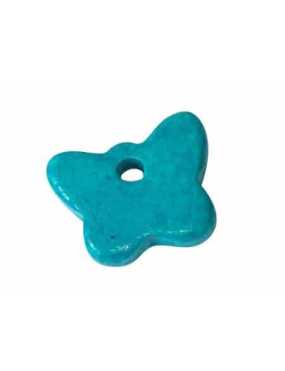 Pampille papillon en ceramique brute bleue-17mm