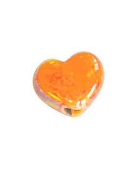 Perle coeur en ceramique orange vif-13mm