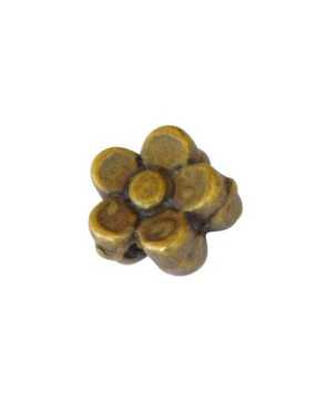 Lot de 10 petites perles fleurs en metal couleur bronze antique-5mm