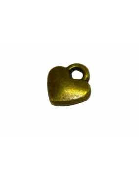 Petite pampille coeur en metal couleur bronze antique-8mm
