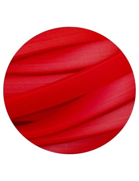 Cordon caoutchouc plat rouge opaque de 6mm coupé à 1 mètre