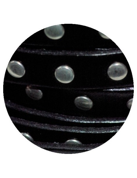 Cordon de cuir plat 10mm x 2mm noir cloute-vente au cm