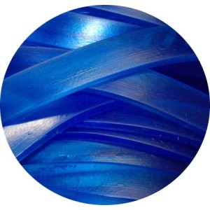 Cordon caoutchouc plat bleu translucide de 6mm déjà coupé à 1 mètre