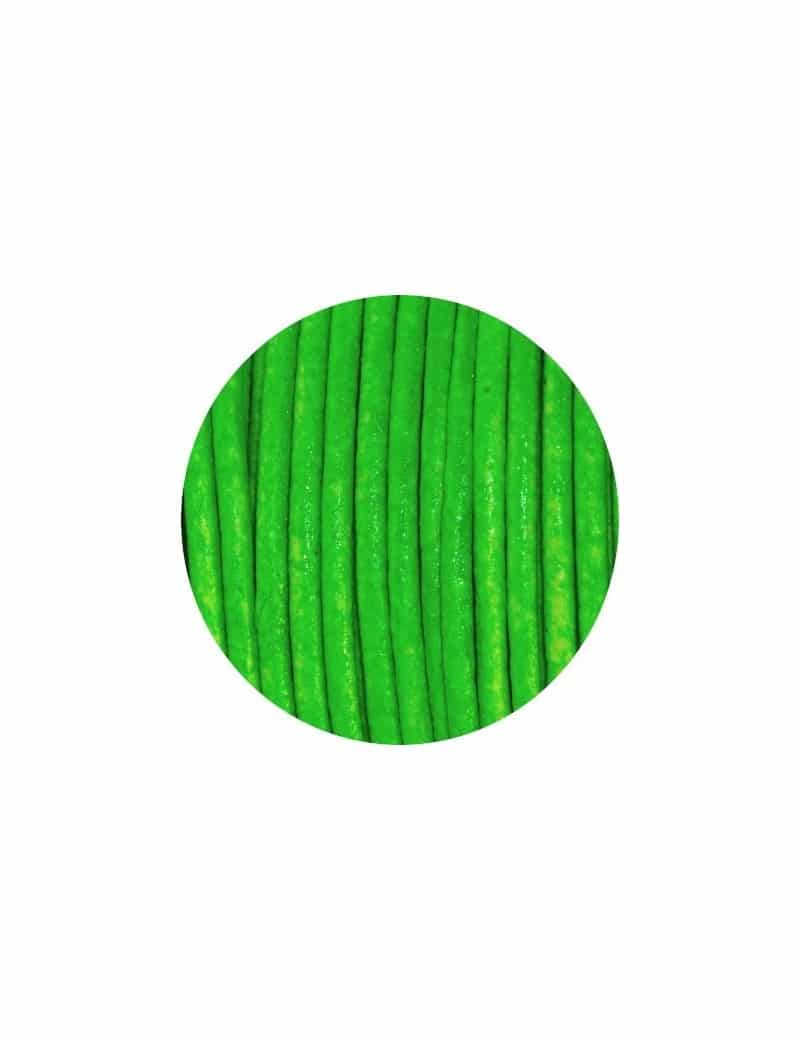Cordon de cuir rond vert fluo-2mm-Espagne