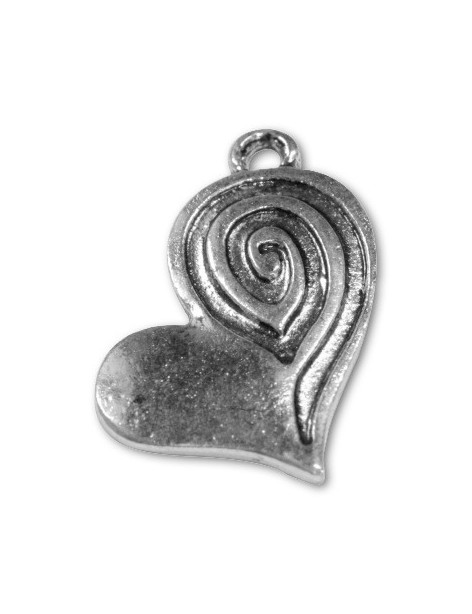 Pendant coeur et sa spirale couleur argent tibetain-25mm