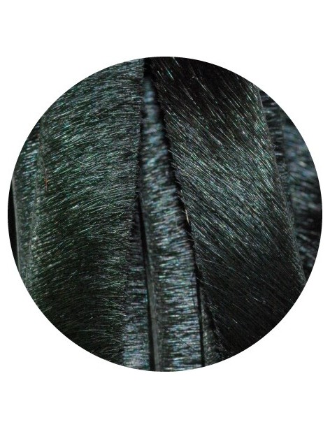 Lacet de peau avec poils couleur noire-10mm