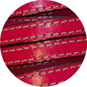 Cordon de cuir plat 10mm x 2mm fuchsia coutures-vente au cm