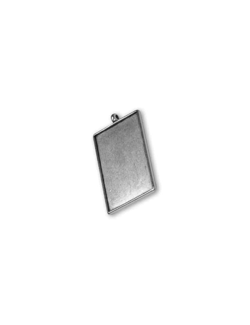 Support rectangle placage argent-42mm