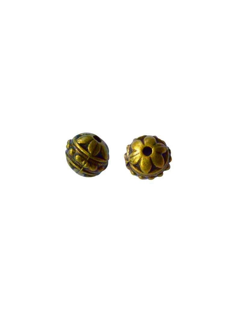 Poche de 10 perles fleurs picots couleur bronze antique-8mm