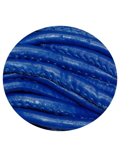 Cordon de cuir artificiel bleu-5mm-vente au cm