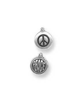 Pampille message peace placage argent-18mm