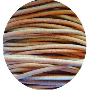 Cordon de cuir rond couleur naturelle-2mm-Asie