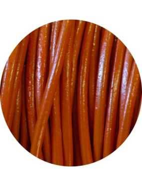 Cordon de cuir rond orange-3mm-Asie