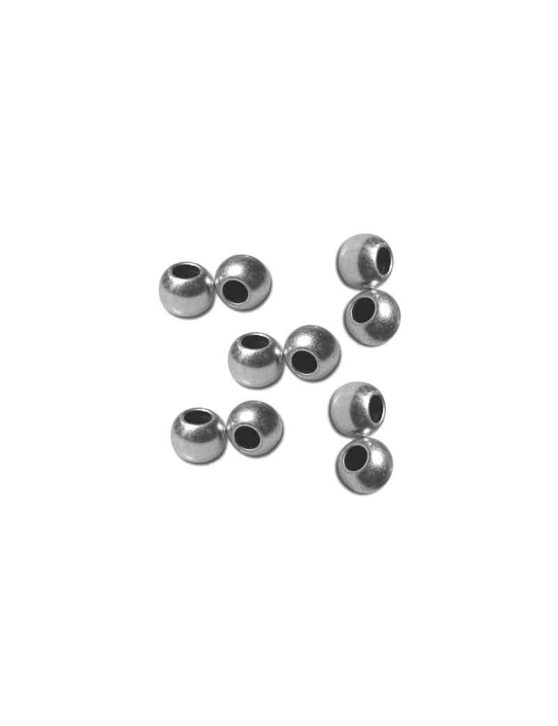 Poche de 10 perles lisses placage argent-4.90mm