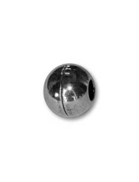 Fermoir aimante boule placage argent pour cuir rond 5mm