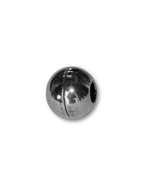 Fermoir aimante boule placage argent pour cuir rond 5mm