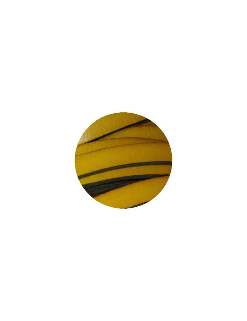 Cordon de cuir plat 10mm x 2mm de couleur jaune-vente au cm