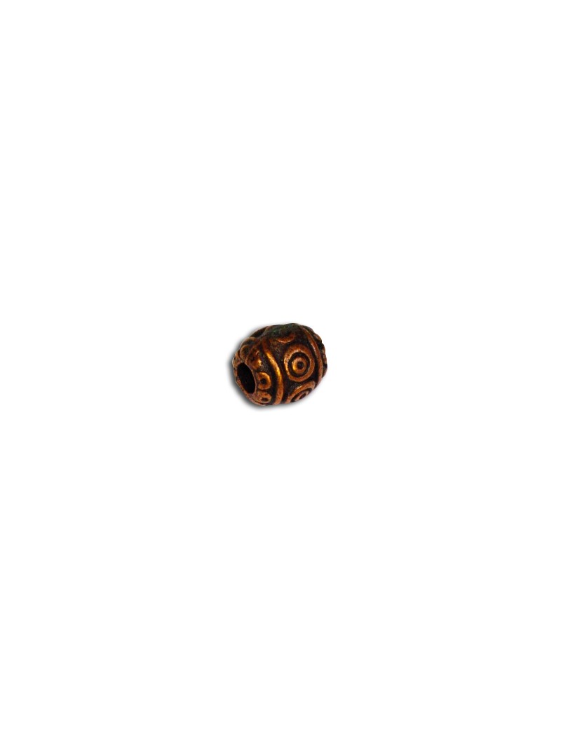 Perle tonneau en metal couleur cuivre antique-6mm Perle tonneau en metal couleur cuivre antique-6mm