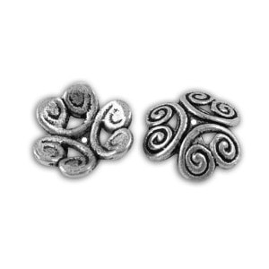 Lot de 10 coupelles spirales metal couleur argent tibetain-12mm