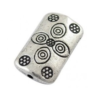 Superbe perle rectangle en metal couleur argent tibetain-22mm