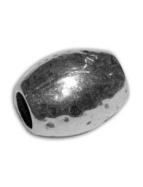 Grosse perle olive crevasses placage argent-15mm