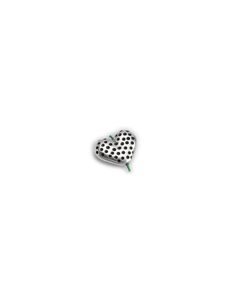 Superbe perle coeur avec des trous placage argent-22mm