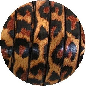 Cordon de cuir plat 10mm x 2mm leopard-vente au cm