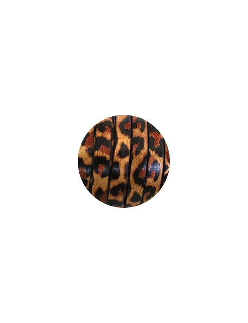 Cordon de cuir plat 10x2mm leopard vendu au metre