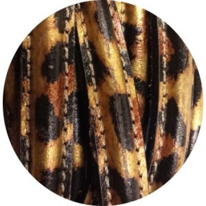 Cordon de cuir demi rond creux leopard-vente au cm