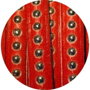 Cordon de cuir plat 6mm rouge a billes-vente au cm