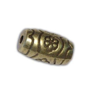 Poche de 10 perles tube gravees couleur bronze-11mm