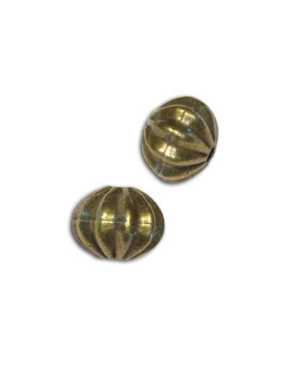 Poche de 10 perles rondes cotelees couleur bronze-6mm
