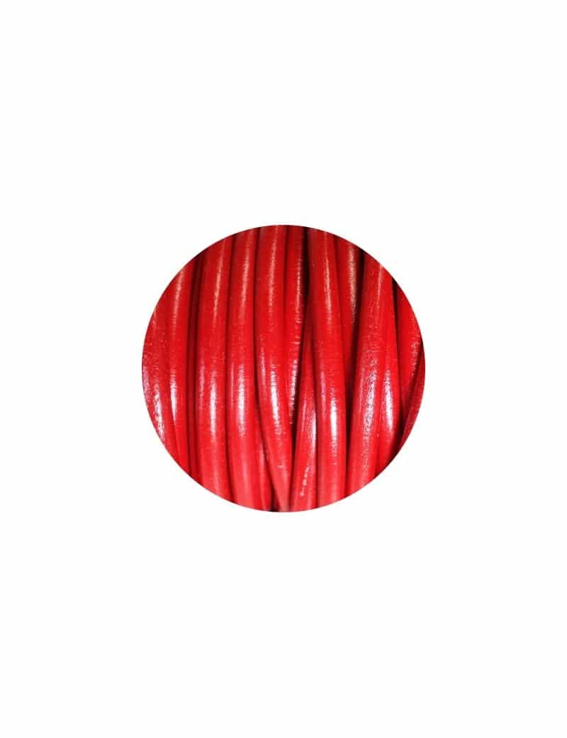 Lacet de cuir rond rouge Espagne-5mm