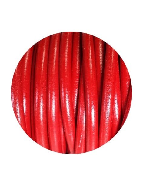 Lacet de cuir rond rouge Espagne-5mm