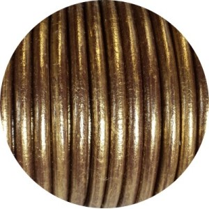 Lacet de cuir rond vieil or Espagne-5mm