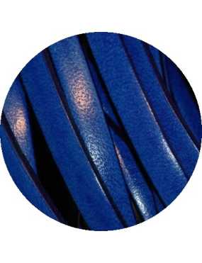 Cordon de cuir plat 5mm bleu jeans vendu au metre