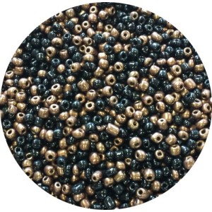 Pochette de perles rocailles bronzes et noires en melange-20 gr