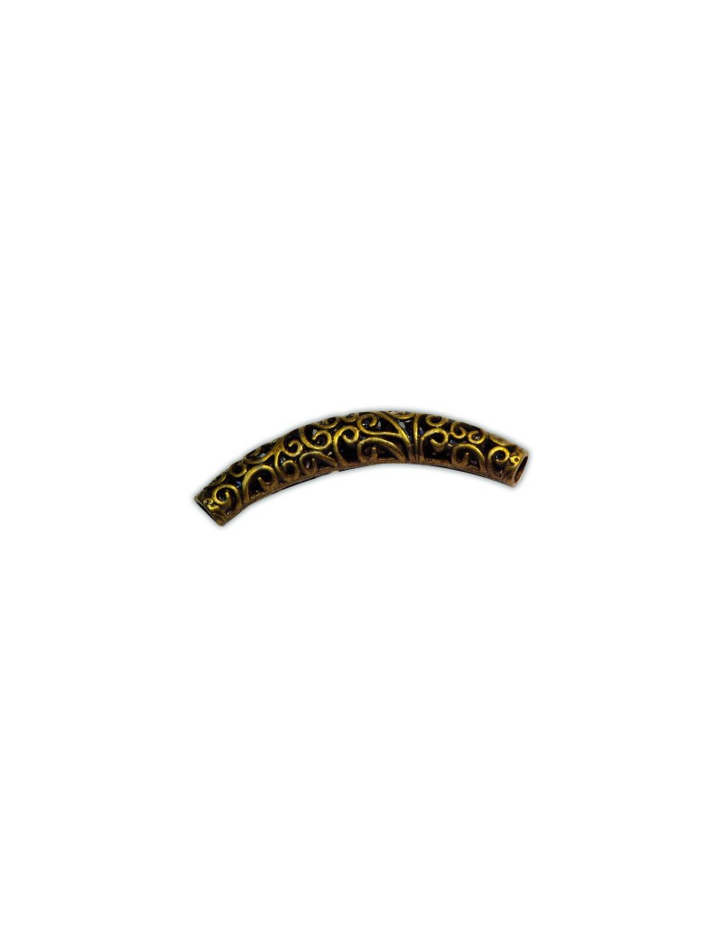 Perle tube ajouree couleur bronze antique-66mm