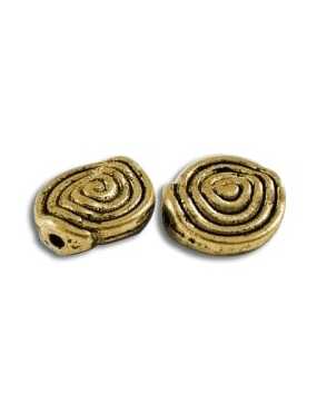 Perle plate a spirale en metal couleur or antique-11.5mm