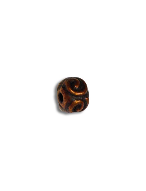 Perle ronde a spirales en metal couleur cuivre antique-5.5mm