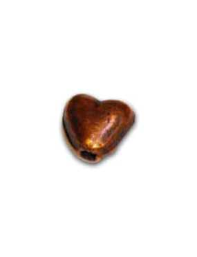 Petite perle coeur en metal couleur cuivre-6mm