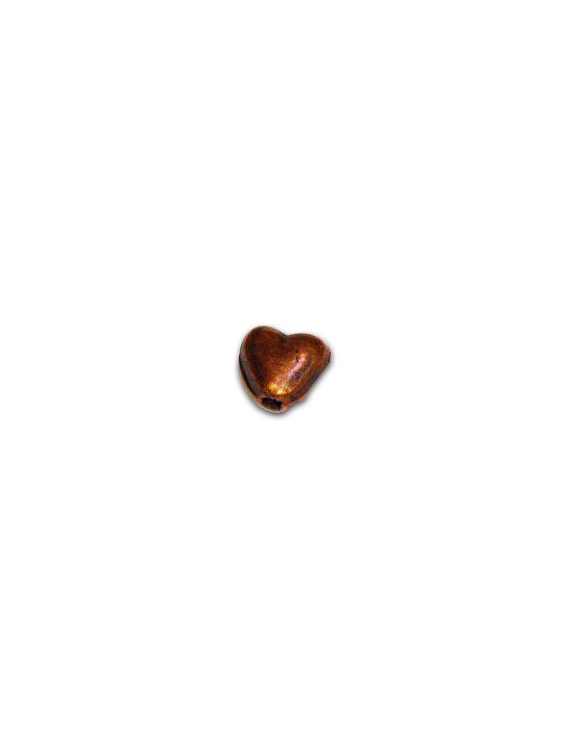 Petite perle coeur en metal couleur cuivre-6mm
