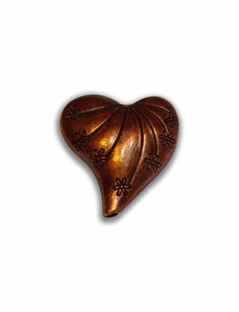 Grosse perle coeur couleur cuivre antique-25mm