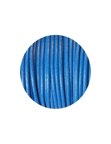 Cordon de cuir rond bleu-2mm