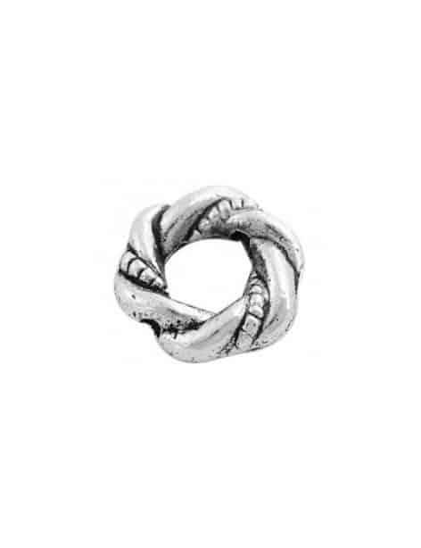 Sachet de 10 Perles anneaux tresses en metal couleur argent tibetain-11mm