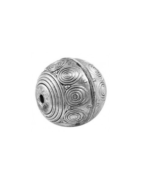 Magnifique perle ronde gravee cercles concentriques-23mm