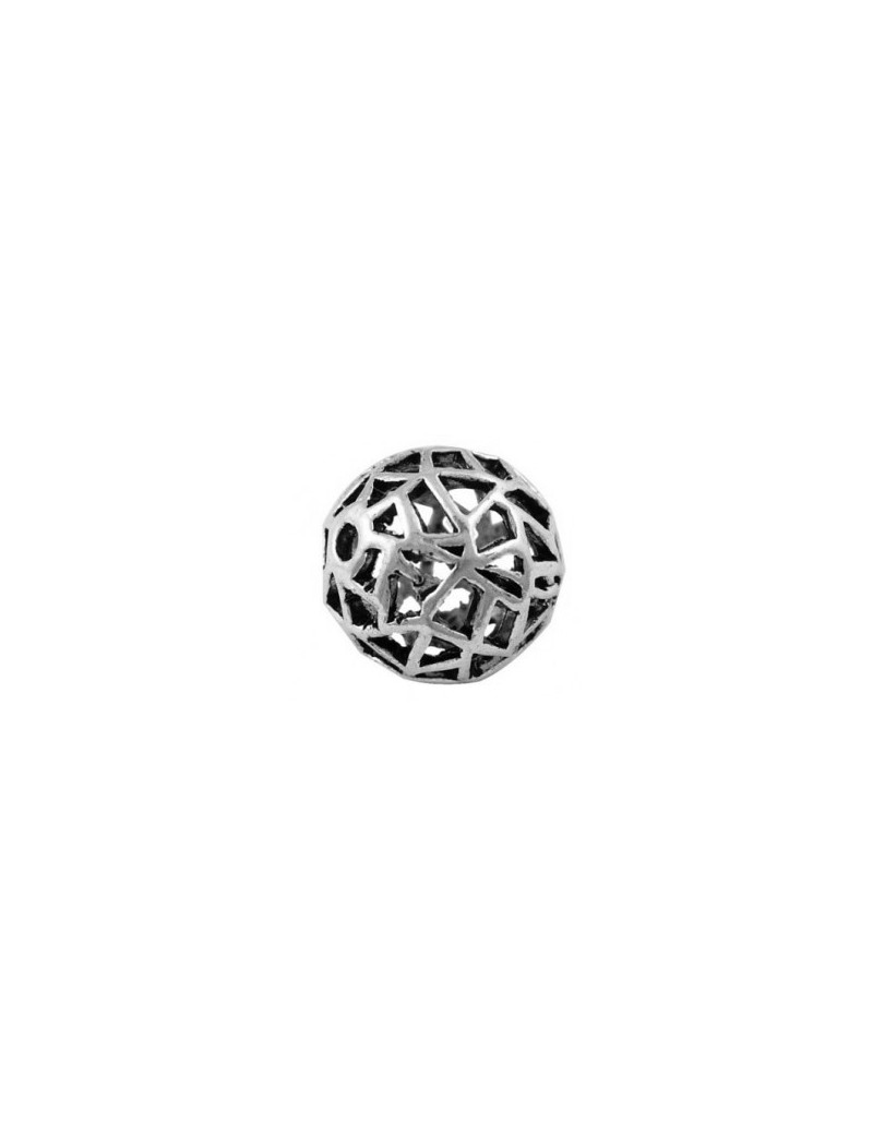 Perle creuse en metal couleur argent tibetain-15mm
