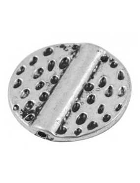 Perle disque a crateres couleur argent tibetain-17.5mm