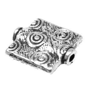 Perle plate rectangle en metal sans plomb et sans nickel-12mm