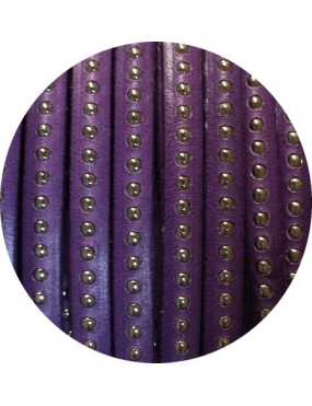 Cordon de cuir plat 6mm violet a billes-vente au cm